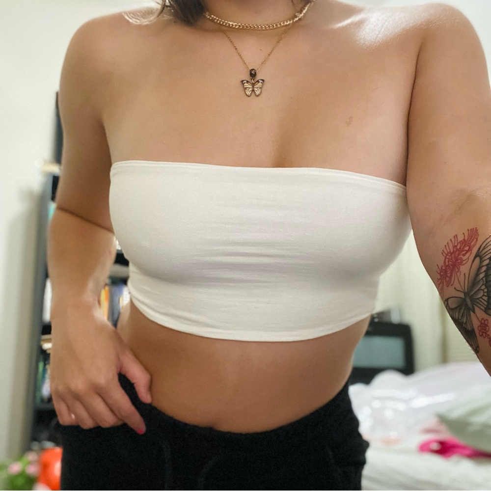 H&M ultra cropped white tube top